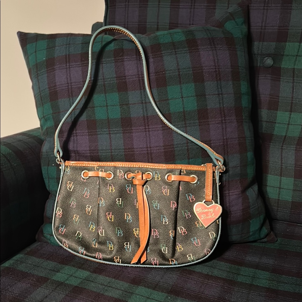 Dooney & Bourke Brown Tan Shoulder Bag with Leather Accents